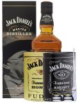Jack Daniels Masters Distillers 0,7 Liter + 300g JD`s HONEY Fudge & 300g JD`s Whisky Malt Fudge + 2 Glencairn Glser und Einwegpipette