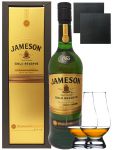 Jameson Gold Reserve 0,7 Liter + 2 Glencairn Gläser und 2 Schiefer Glasuntersetzer 9,5 cm