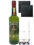 Jameson Irish Whiskey Künstler Label Limited Edition 0,7 Liter + 2 Glencairn Gläser + 2 Schieferuntersetzer 9,5 cm + Einwegpipette 1 Stück