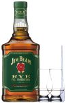 Jim Beam Rye Green Label Bourbon Whiskey 0,7 Liter + 2 Glencairn Gläser + Einwegpipette 1 Stück