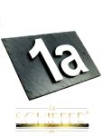 Schieferplatte mit Hausnummer aus Edelstahl 1 bis 2 Zahlen im Querformat