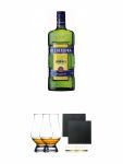Becherovka Kräuterlikör aus Tschechien 1,0 Liter + The Glencairn Glass Whisky Glas Stölzle 2 Stück + Schiefer Glasuntersetzer eckig ca. 9,5 cm Ø 2 Stück
