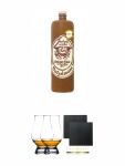 Butzelmann im Steinkrug Kräuterlikör aus Deutschland 1,0 Liter + The Glencairn Glass Whisky Glas Stölzle 2 Stück + Schiefer Glasuntersetzer eckig ca. 9,5 cm Ø 2 Stück