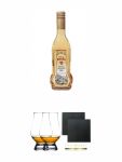 Ettaler Kloster Gelb aus Deutschland 0,5 Liter + The Glencairn Glass Whisky Glas Stölzle 2 Stück + Schiefer Glasuntersetzer eckig ca. 9,5 cm Ø 2 Stück