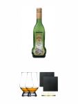 Ettaler Kloster Grün aus Deutschland 0,5 Liter + The Glencairn Glass Whisky Glas Stölzle 2 Stück + Schiefer Glasuntersetzer eckig ca. 9,5 cm Ø 2 Stück