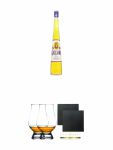 Galliano Vanilla 0,7 Liter aus Italien + The Glencairn Glass Whisky Glas Stölzle 2 Stück + Schiefer Glasuntersetzer eckig ca. 9,5 cm Ø 2 Stück