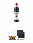 Killepitsch Kräuterlikör 0,7 Liter + The Glencairn Glass Whisky Glas Stölzle 2 Stück + Schiefer Glasuntersetzer eckig ca. 9,5 cm Ø 2 Stück