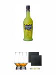 Limoncello di Capri aus Italien 0,7 Liter + The Glencairn Glass Whisky Glas Stölzle 2 Stück + Schiefer Glasuntersetzer eckig ca. 9,5 cm Ø 2 Stück