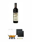 Radeberger Kräuterlikör aus Deutschland 0,7 Liter + The Glencairn Glass Whisky Glas Stölzle 2 Stück + Schiefer Glasuntersetzer eckig ca. 9,5 cm Ø 2 Stück