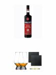 Ramazzotti Kräuterlikör aus Italien 0,7 Liter + The Glencairn Glass Whisky Glas Stölzle 2 Stück + Schiefer Glasuntersetzer eckig ca. 9,5 cm Ø 2 Stück