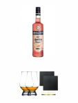 Ramazzotti Rosato aus Italien 0,7 Liter + The Glencairn Glass Whisky Glas Stölzle 2 Stück + Schiefer Glasuntersetzer eckig ca. 9,5 cm Ø 2 Stück