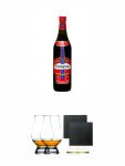 Ratzeputz Kräuterlikör 0,5 Liter + The Glencairn Glass Whisky Glas Stölzle 2 Stück + Schiefer Glasuntersetzer eckig ca. 9,5 cm Ø 2 Stück