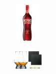 Rosso Antico aus Italien 1,0 Liter + The Glencairn Glass Whisky Glas Stölzle 2 Stück + Schiefer Glasuntersetzer eckig ca. 9,5 cm Ø 2 Stück