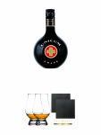 Unicum Kräuterlikör 0,7 Liter + The Glencairn Glass Whisky Glas Stölzle 2 Stück + Schiefer Glasuntersetzer eckig ca. 9,5 cm Ø 2 Stück