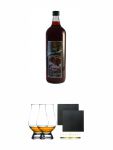 Wildsautropfen Kräuterlikör Halbbitter 1,0 Liter + The Glencairn Glass Whisky Glas Stölzle 2 Stück + Schiefer Glasuntersetzer eckig ca. 9,5 cm Ø 2 Stück