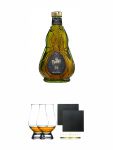 HIERBAS TUNEL 14 RESERVA FAMILIAR 0,7 Liter + The Glencairn Glass Whisky Glas Stölzle 2 Stück + Schiefer Glasuntersetzer eckig ca. 9,5 cm Ø 2 Stück