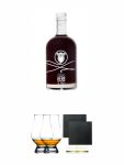 Clockers Herb Kräuterlikör aus Deutschland 0,5 Liter + The Glencairn Glass Whisky Glas Stölzle 2 Stück + Schiefer Glasuntersetzer eckig ca. 9,5 cm Ø 2 Stück