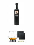 Muli 68 Kräuterlikör 0,5 Liter + The Glencairn Glass Whisky Glas Stölzle 2 Stück + Schiefer Glasuntersetzer eckig ca. 9,5 cm Ø 2 Stück