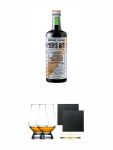 Meyers Bitter Wald & Feldkräuterlikör 0,7 Liter + The Glencairn Glass Whisky Glas Stölzle 2 Stück + Schiefer Glasuntersetzer eckig ca. 9,5 cm Ø 2 Stück