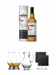 Ardmore Legacy Single Malt Whisky 0,7 Liter + The Glencairn Glass Whisky Glas Stölzle 2 Stück + Wasserkrug Half Pint Serie The Glencairn Glass Stölzle + Schiefer Glasuntersetzer eckig ca. 9,5 cm Ø 2 Stück
