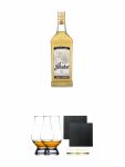 El Jimador Reposado Mexico 0,7 Liter + The Glencairn Glass Whisky Glas Stölzle 2 Stück + Schiefer Glasuntersetzer eckig ca. 9,5 cm Ø 2 Stück
