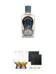 Casa Herradura Plata Blanco 0,7 Liter + The Glencairn Glass Whisky Glas Stölzle 2 Stück + Schiefer Glasuntersetzer eckig ca. 9,5 cm Ø 2 Stück