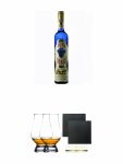 Corralejo Reposado Tequila 0,7 Liter + The Glencairn Glass Whisky Glas Stölzle 2 Stück + Schiefer Glasuntersetzer eckig ca. 9,5 cm Ø 2 Stück