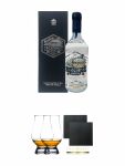 Jose Cuervo Platino Tequila 0,7 Liter + The Glencairn Glass Whisky Glas Stölzle 2 Stück + Schiefer Glasuntersetzer eckig ca. 9,5 cm Ø 2 Stück