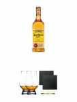 Jose Cuervo Reposado Gold 0,7 Liter + The Glencairn Glass Whisky Glas Stölzle 2 Stück + Schiefer Glasuntersetzer eckig ca. 9,5 cm Ø 2 Stück