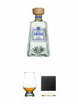 1800 Jose Cuervo Tequila Silver 0,7 Liter + The Glencairn Glass Whisky Glas Stölzle 1 Stück + Schiefer Glasuntersetzer eckig ca. 9,5 cm Durchmesser