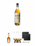 Pineau des Charentes Pierre Ferrand Superieur blanc 0,7 Liter + Hennessy VS Cognac Frankreich 5 cl + The Glencairn Glass Whisky Glas Stölzle 2 Stück + Schiefer Glasuntersetzer eckig ca. 9,5 cm Ø 2 Stück
