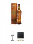 Paul John Nirvana Single Malt Whisky Indien in Geschenkpackung 0,7 Liter + Nosing Gläser Kelchglas Bugatti mit Eichstrich 2cl und 4cl 1 Stück + Schiefer Glasuntersetzer eckig ca. 9,5 cm Durchmesser