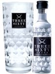 Three Sixty Vodka 4 cl Miniatur + 1 Three Sixty Glas
