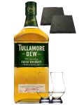 Tullamore Dew Blended Irish Whiskey 0,7 Liter + 2 Glencairn Glser und 2 Schiefer Glasuntersetzer 9,5 cm